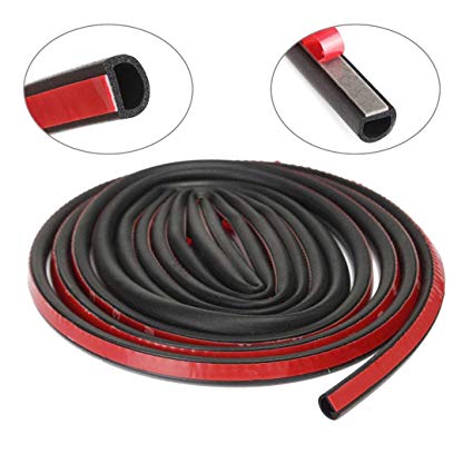 GreatBBA Large D-Shape Rubber Car Auto Door Seal Weather Stripping, Self-adhesive Hollow Sealing Strip for Noise Insulation (16.4 Feet)