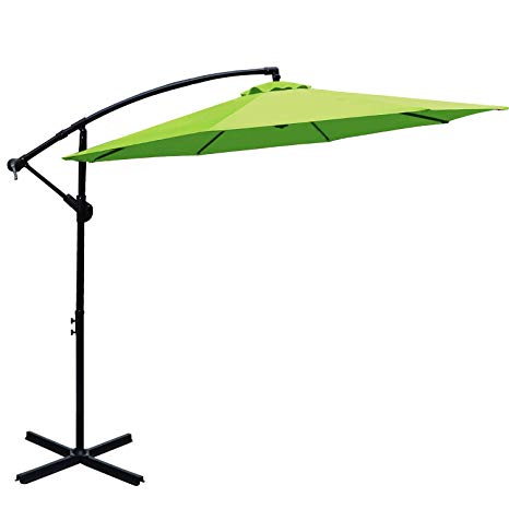 ABCCANOPY 10 FT Hanging Umbrella Cantilever Umbrella Offset Patio Umbrella Outdoor Market Umbrella Easy Open Lift 360 Degree Rotation (Lime Green)