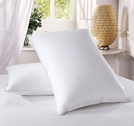 Luxury Down Pillow - 500 Thread Count Cotton , King Size, Firm, Set of 2
