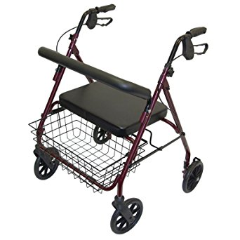 Days Rollator, Metal Mobile Walker and Rest Seat for Elderly, Disabled, and Limited Mobility Patients, Walking Stabilizer for Post Surgery and Injury Individuals, Four Wheel Rollator