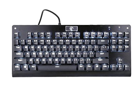 E-Element Mechanical Eagle Z-77 White LED Backlit Mechanical Gaming Keyboard, with 87 Keys Anti-Ghosting, Blue Switches (Black)