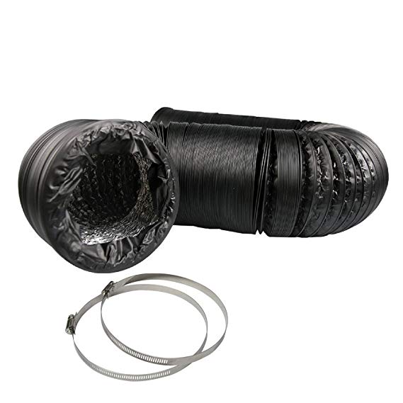 Formline Supply 6 inch by 25 Foot Black Combi Ducting Hose with Pair of 6" Duct Clamps - Flexible HVAC Ventilation Also Used for Grow Tent Exhaust or Intake Systems