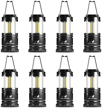MalloMe LED Camping Lantern Flashlights 2 Pack & 4 Pack - Super Bright - 350 Lumen Portable Outdoor Lights (Black, Collapsible)