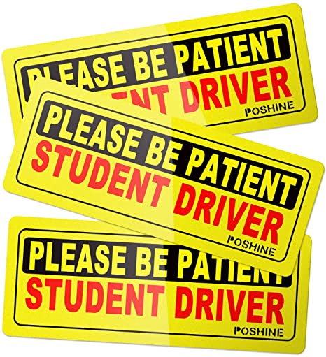 POSHINE Set of 3 Student Driver Magnet, Reflective Vehicle Sign Magnetic Bumper Sticker for New Driver