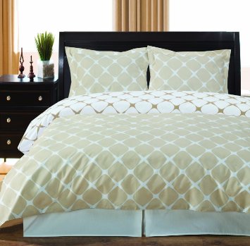 Ivory and Linen Bloomingdale 2-PC Twin / Twin XL Duvet Cover Set, 100% Egyptian Cotton 300 TC