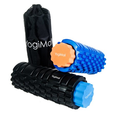 High Density Textured Solid and Soft Exercise Foam Rollers Set with Carry Case by YogiMall, Ideal for Myofascial Release, Back, Deep Tissue Muscle Massage and Physical Therapy, Money Back Guarantee!