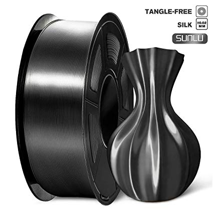 SUNLU PLA Silk Black Filament 1.75mm 3D Printer Filament, 1KG 2.2 LBS Spool, Shiny Metallic PLA Silk Filament