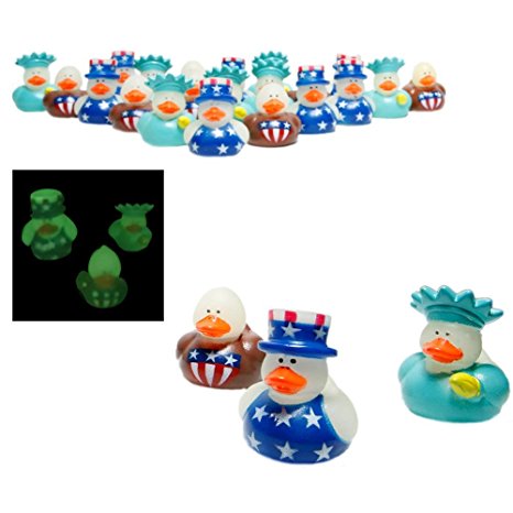 Fun Express 4th of July Patriotic Rubber Duck Ducky Party Favors Toy (2 Dozen)