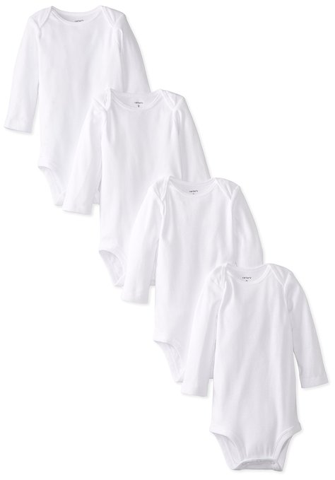 Carters Boys Baby 4-pk. White Bodysuit Set Long Sleeve