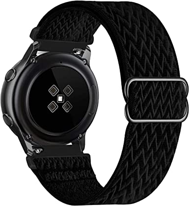 GBPOOT 22mm Nylon Watch Straps Compatible with Samsung Galaxy Watch 3(45mm/44mm)/Watch 46mm/Gear S3 Classic/Frontier/Huawei GT2,Elastic Adjustable Breathable Replacement bands,Black,22mm