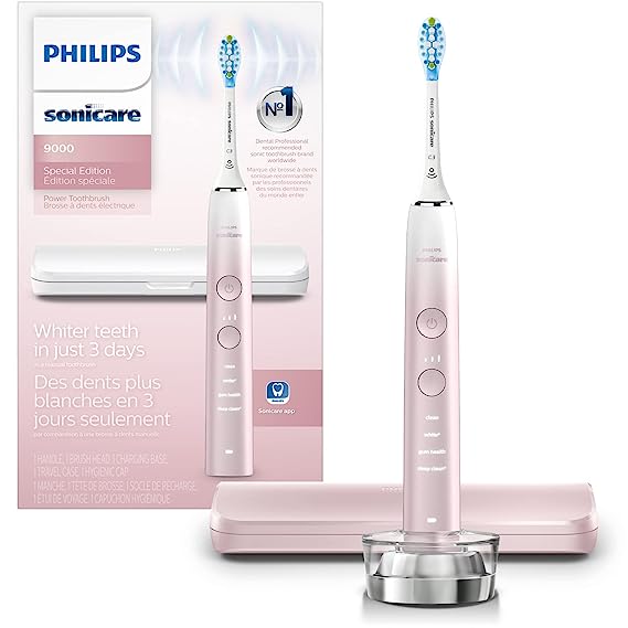 PHILIPS Sonicare 9000 Special Edition Rechargeable Toothbrush, Pink/White, HX9911/90