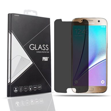 HugeTree Galaxy S7 Privacy Anti-Spy Tempered Glass Full Screen Protector Ballistics 0.3mm 9H Hardness Anti shatter Anti Scratch Fingerprint, Bubble Free Black as Mirror for Samsung Galaxy S7 (Not Edge）