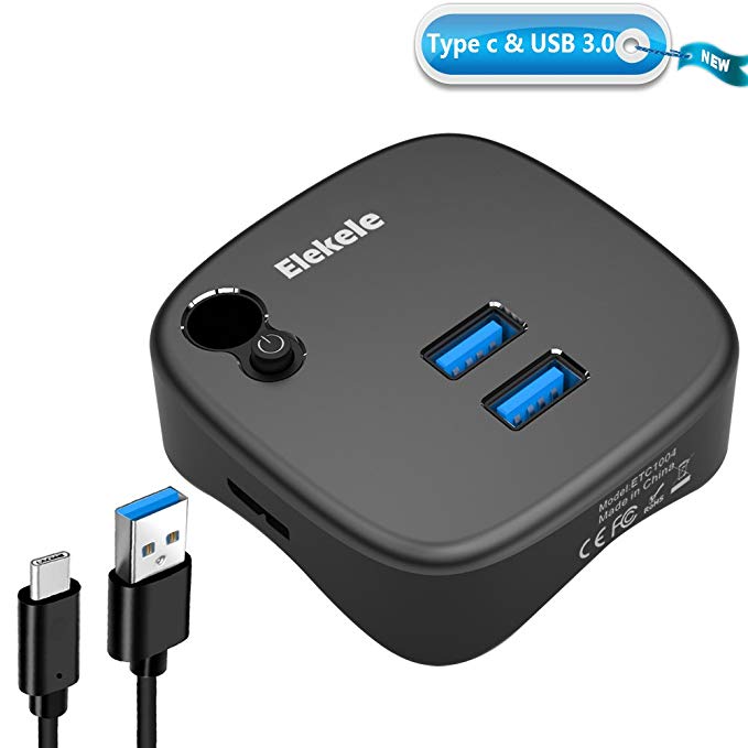 Elekele Mini USB C Hub Docking Station, with 1 Gigabit Ethernet Port, SD/TF Card Slot, 2 USB 3.0 Ports for Type C and USB-3.0 Devices, for Microsoft Surface, Macbook, Ultrabook and Laptop