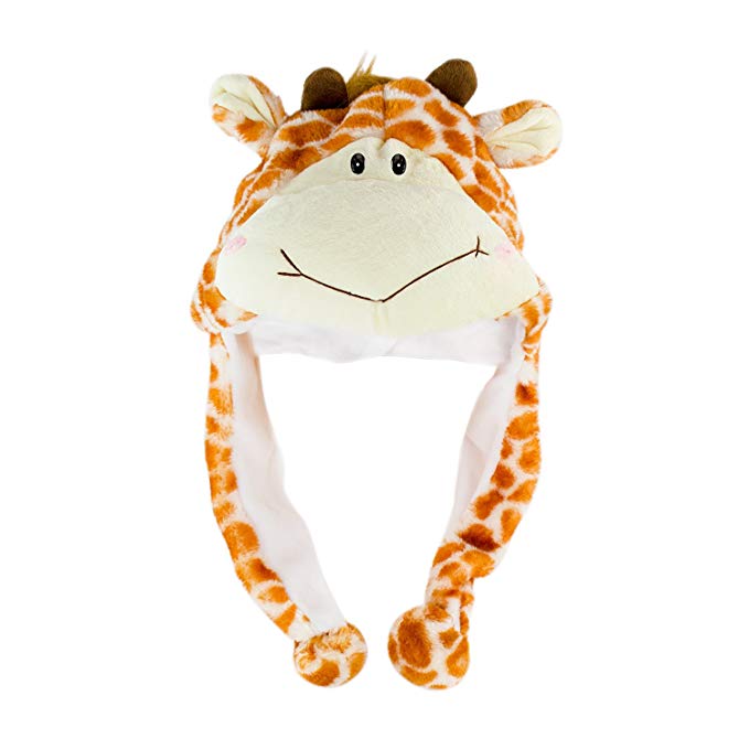 Giraffe Unisex Polyester Plush Zoo Animal Winter Hat Beanie Aviator Style