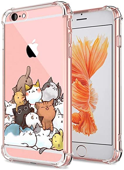 iPhone 6S Case Cat, Ultra Crystal Clear with Design Cute Pile of Cat Texture Bumper Protective Case for Apple iPhone 6 6S Case 4.7 Inch Gel Soft TPU Silicone Material Slim Shockproof Funny Girly Cover