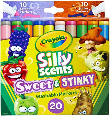 Crayola Silly Scents Sweet & Stinky Scented Markers, 20Count, Washable Markers, Gift for Kids, Age 3, 4, 5, 6