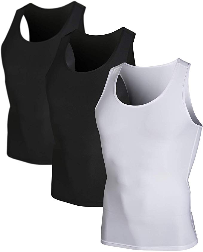 DEVOPS Men's 3 Pack Sleeveless Athletic Cool Dry Compression Muscle Tank Top