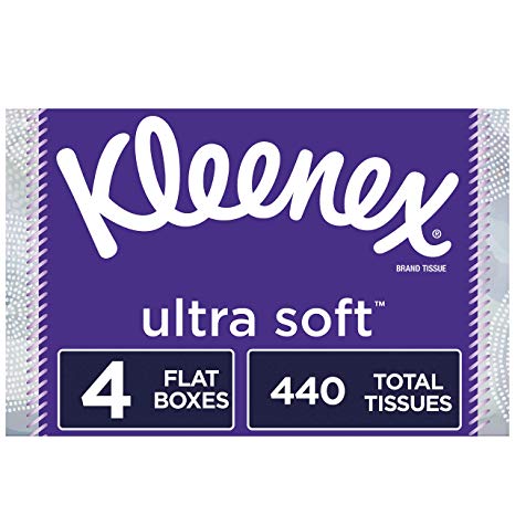 Kleenex Ultra Soft Facial Tissues, 110 Tissues per Box, 4 Pack (440 Tissues Total)