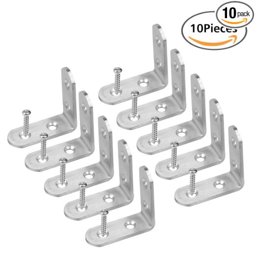 URBEST 50mm x 50mm Right Angle Bracket Stainless Steel Corner Braces Round End Design 10Pcs