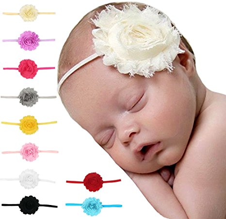 Papiarts Chiffon Flower Baby and Newborn Girls Headband Set,Soft and Stretchy Hairbands for Newborn,Toddler and Children