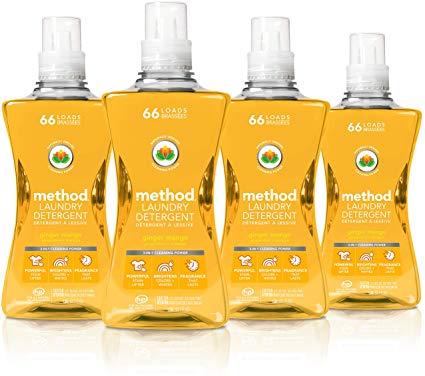 Method Concentrated Laundry Detergent, Ginger Mango, 53.5 Fluid Ounce, 66 Loads (4 Count)