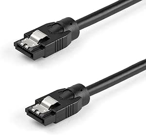 StarTech.com 24 Inch (60cm) Round SATA Cable - Latching Connectors - 6Gbs SATA Data Cord - SATA Hard Drive Power Cable - Black (SATRD60CM)