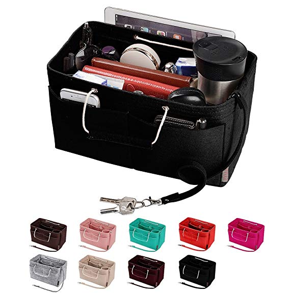 Purse Organizer, Multi-Pocket Felt Handbag Organizer, Purse Insert Organizer with Handles, Medium, Large