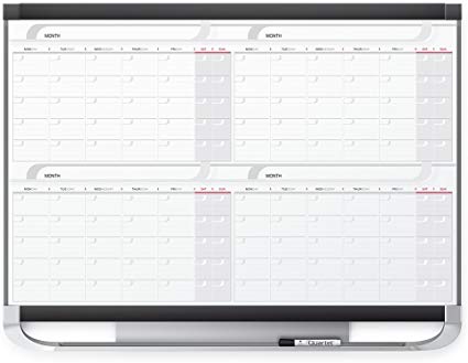 Quartet Dry Erase Calendar Board, Magnetic Whiteboard Planner, 3' x 2', 4 Months, Total Erase Surface, Prestige 2 (4MCP23P2)