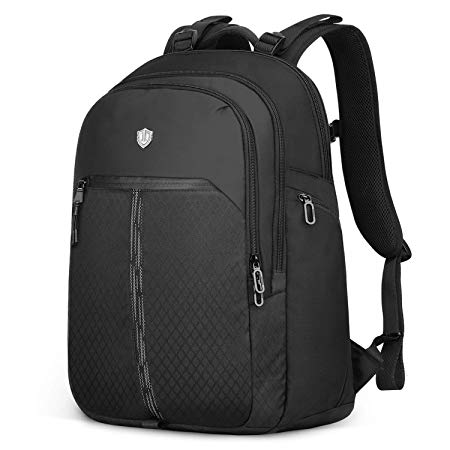 SHIELDON 24L Travel Backpack, 17.3" Laptop Backpack Business Backpack with Reflective Strip Water Resistant Multipurpose Carry-on College School Computer Bag Daypack for Men & Women - Black