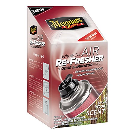 Meguiar's G19702 Whole Car Air Refresher Odor Eliminator (Spiced Wood Scent), 2.5 oz.