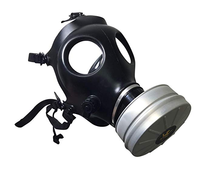Israeli Rubber Respirator Mask NBC Protection w/Premium Aluminum Gas Mask 40mm FILTER canister For Industrial Use, Chemical Handling, Painting, Welding, Prepping, Emergency Preparedness KYNG TACTICAL