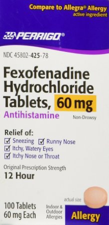 perrigo - Fexofenadine Generic Allegra 60 Mg - 100ct.