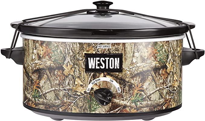 Weston Realtree Edge 5 Quart Portable Slow Cooker, Stainless Steel (03-2100-RE)