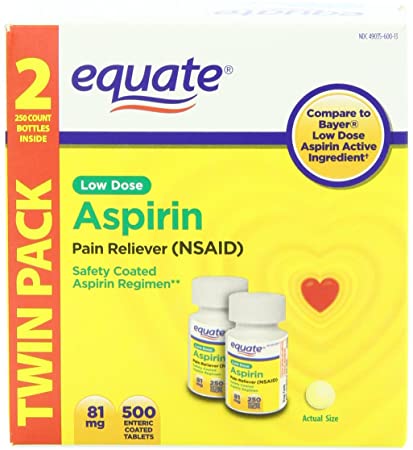 Equate Low Dose Aspirin Pain Reliever, 500 Count by Equate