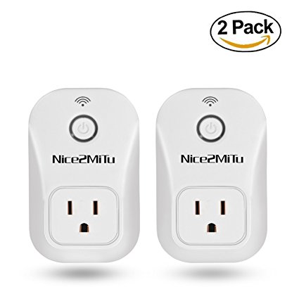 Nice2MiTu Smart Plug Wi-Fi Switch Socket No Hub Required outlet Works with Amazon Alexa Remote Control your Devices from Anywhere 2-Pcs