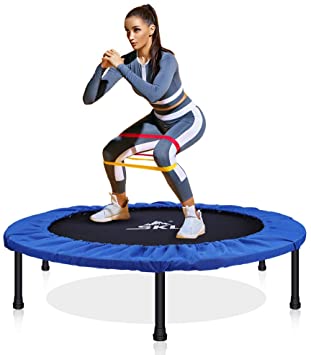 SKL Foldable Fitness Trampoline, Mini Trampoline with Safety & Anti-Skid Pads Stable Exercise Rebounder for Men Women Kids Indoor Outdoor Workout Max Load 330lbs