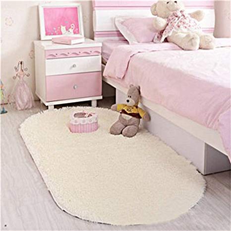 LOCHAS Ultra Soft Children Rugs Room Mat Modern Shaggy Area Rugs Home Decor 2.6' X 5.3', Creamy