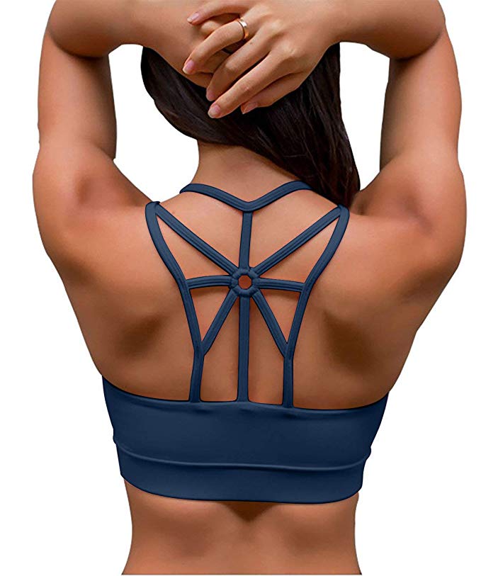 YIANNA Women's Padded Sports Bra Cross Back High Impact Workout Running Yoga Bra