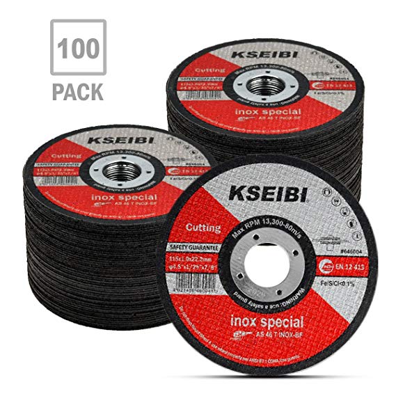 KSEIBI 646004 Metal Stainless Steel Cutting Disc 4-1/2"x0.040"x7/8" Cut-Off Wheel T41 (100 Pack)