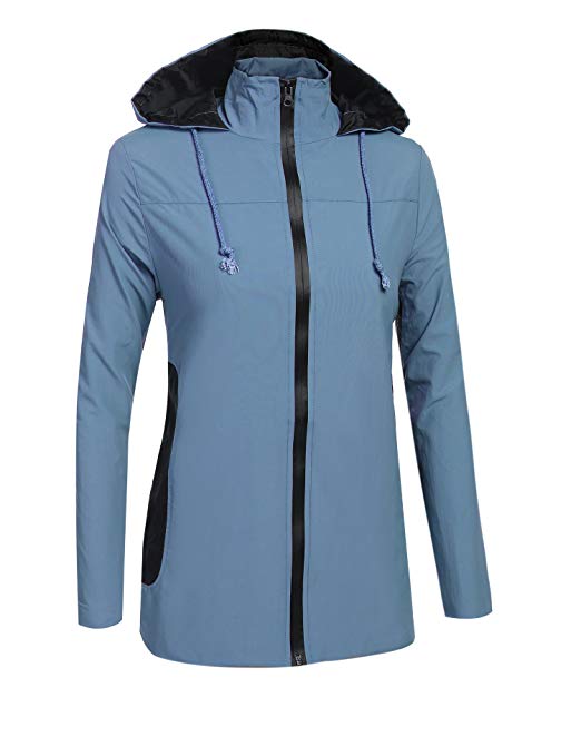 Zeagoo Women's Lightweight Outdoor Coat Windbreaker Hooded Waterproof Rain Jacket