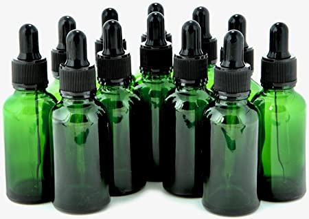 Vivaplex, 12, Green, 1 oz Glass Bottles, With Glass Eye Droppers