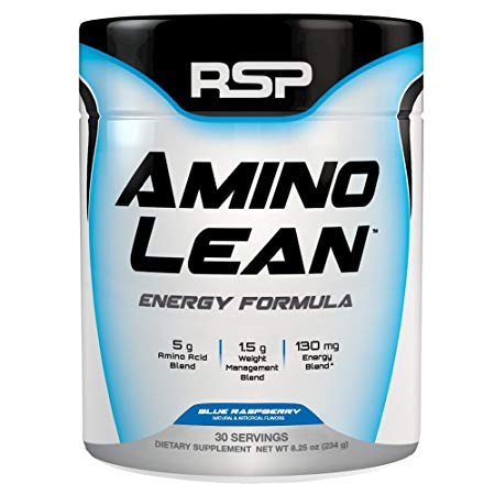 RSP AminoLean - Amino Energy   Fat Burner, Pre Workout, Amino Acids & Weight Loss Powder for Men & Women, Blue Raspberry, 30 Servings