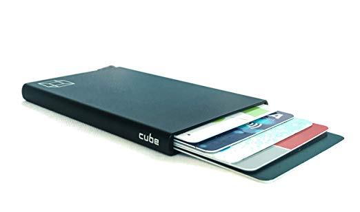 Higher Quality RFID Wallet for Men & Women. Ultra Slim Sleeve Holds Credit Cards, ID, Cash. Easy Pop-up One Finger Access Cascades Cards. Durable Lightweight Aluminium Metal Wallet (Black)
