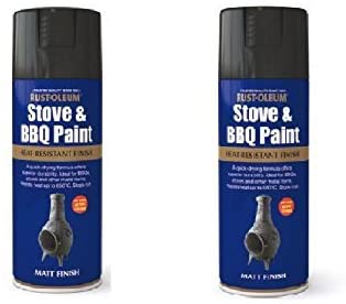 2X Rust-Oleum Stove and BBQ Heat Proof Black Spray Paint - 400ml