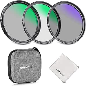 NEEWER 72mm UV&CPL&ND4 Lens Filter Kit with Hard Shell Bag, Optical Glass & Aluminum Alloy Frame, UV   Circular Polarizer(CPL)   Neutral Density Filters Set with Storage Case for 72mm Camera Lens