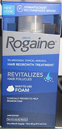 Men's Rogaine 5% Minoxidil Topical Aerosol Hair Regrowth Treatment Unscented One Month Supply 2.11 Oz Can