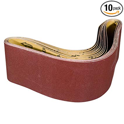 POWERTEC 110620 40 Grit Aluminum Oxide Sanding Belt (10 Pack), 4" x 36"
