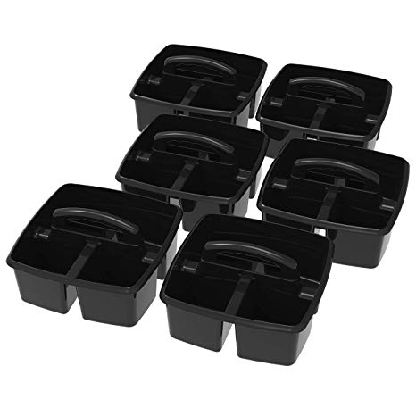 Storex Small Caddy, 9.25 x 9.25 x 5.25 Inches, Black, 6-Pack (00972E06C)