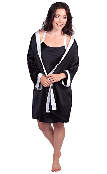 Women's Silk Chemise & Robe Set - Classic Gift by TexereSilk (Silk Silhouette)