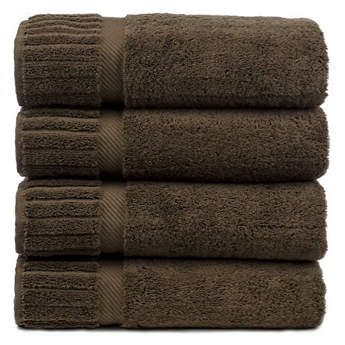 Luxury Hotel & Spa Towel Turkish Cotton Bath Towels - Cocoa - Piano - Set of 4